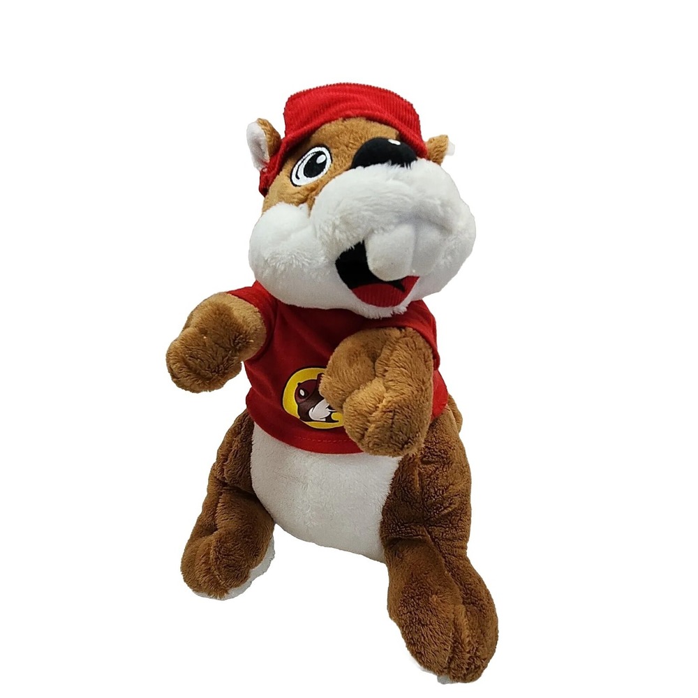 Buc-ees 10" Plush Beaver Red Hat Shirt with Logo Stuffed Animal